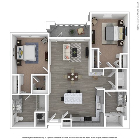 B2A Two Bed Two Bath Floor Plan at Integra Sunrise Parc, Kissimmee, FL